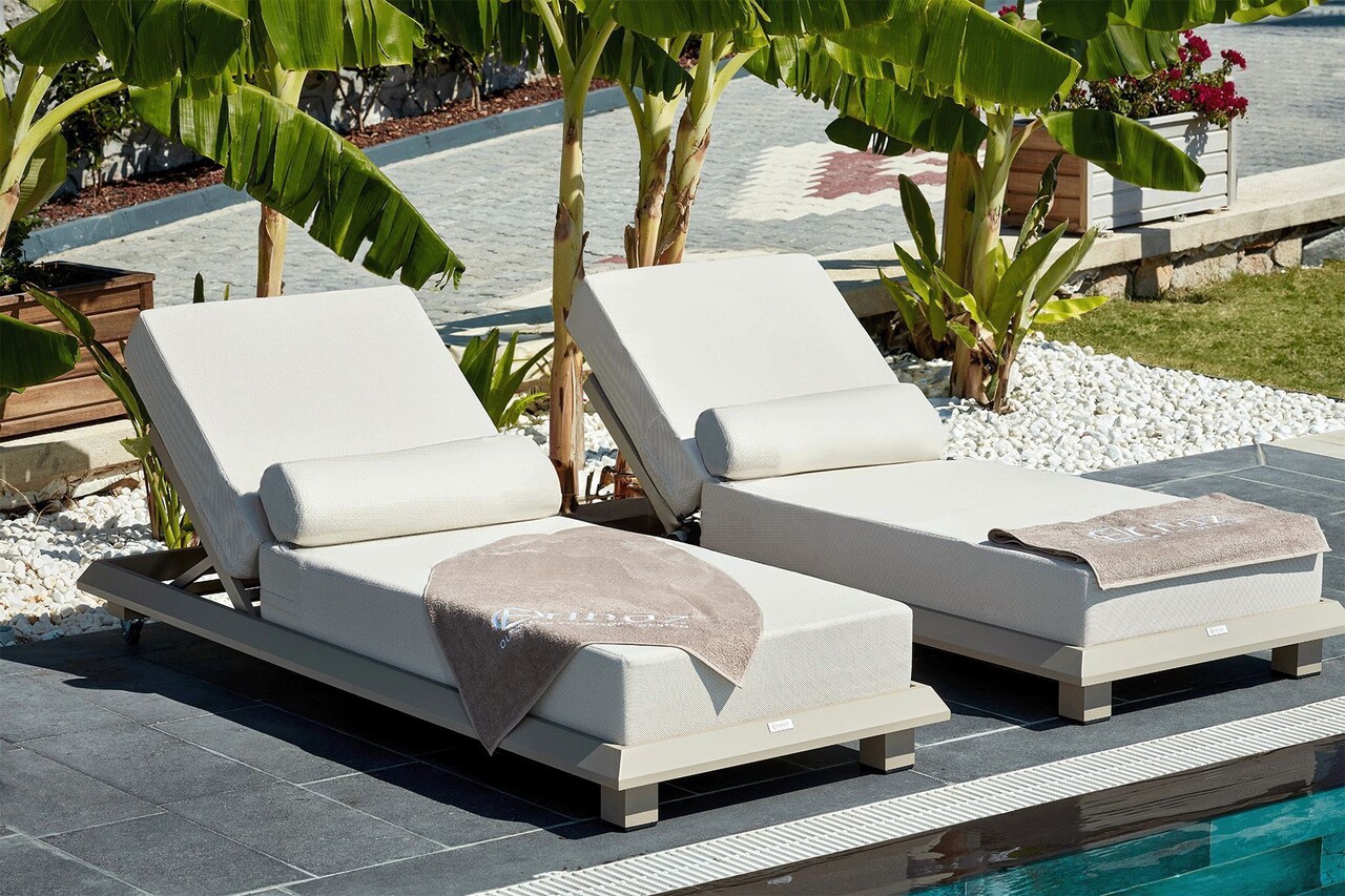 Sezlong de gradina, Hanah Home, Pera, 70x36x212 cm, Bej - imagine 7